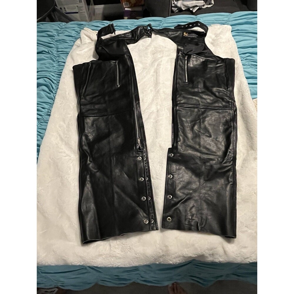 Xelement Leather Motorcycle Chaps Womens Size 12 Black Biker Riding Gear